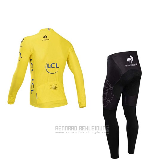 2014 Fahrradbekleidung Tour de France Gelb Trikot Langarm und Tragerhose - zum Schließen ins Bild klicken